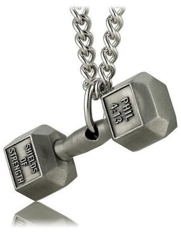 Men's Antique Finish Dumbbell Necklace-Phil 4:13